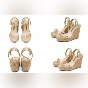 Sophia Webster Gold and Pink Wedge Sandals